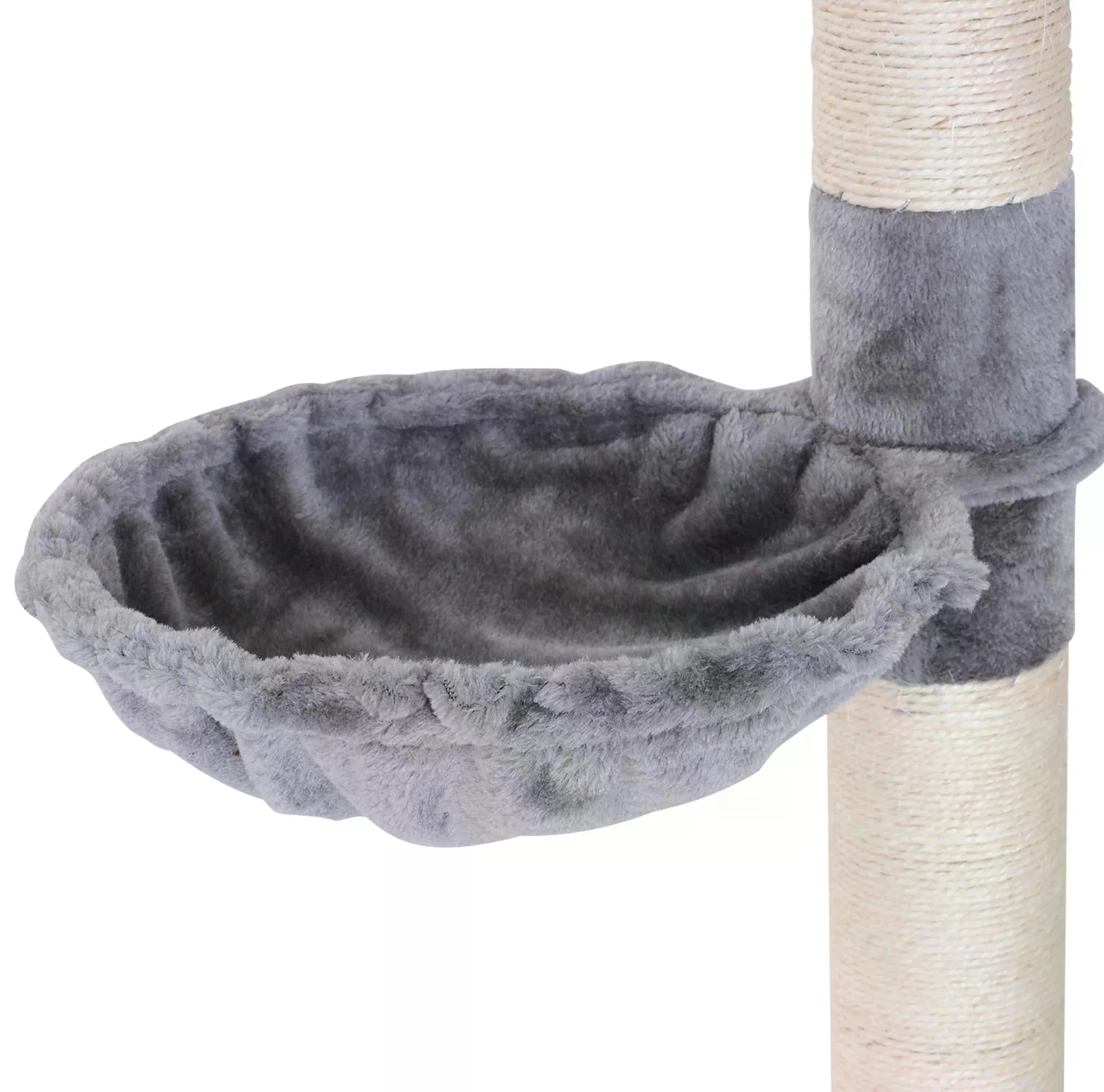 Cats Floor to Ceiling Scratching Post w/ 5-Tier Plush Leisure Platforms Grey