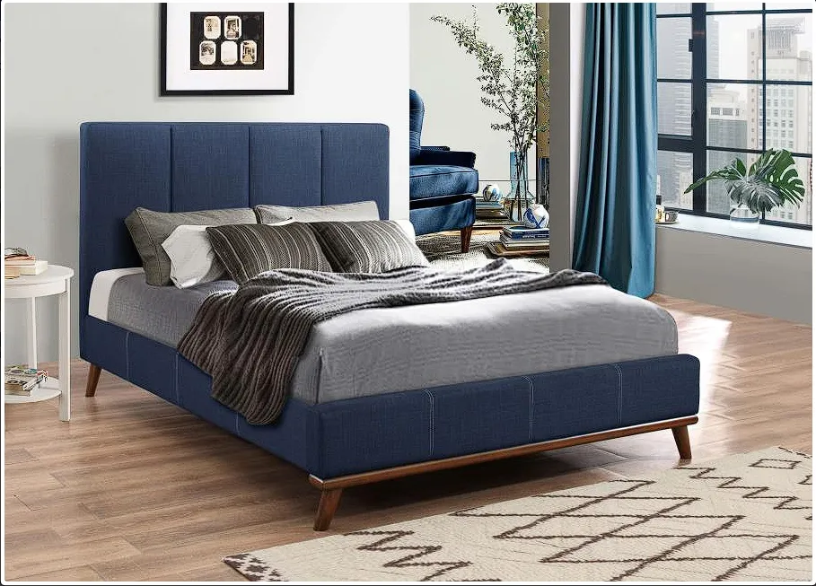 Charity Queen Upholstered Bed Blue