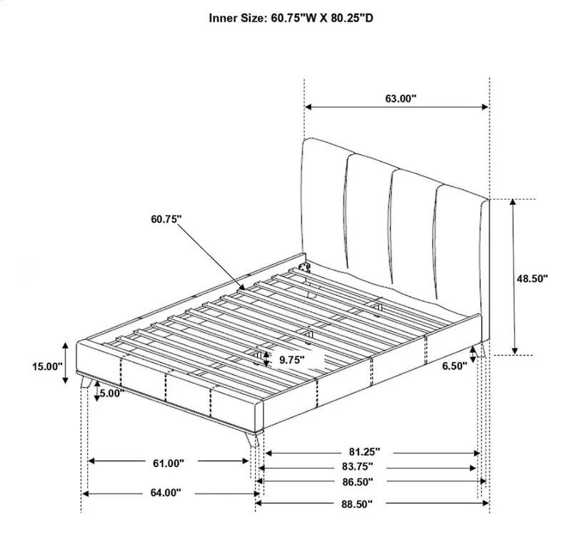 Charity Queen Upholstered Bed Blue