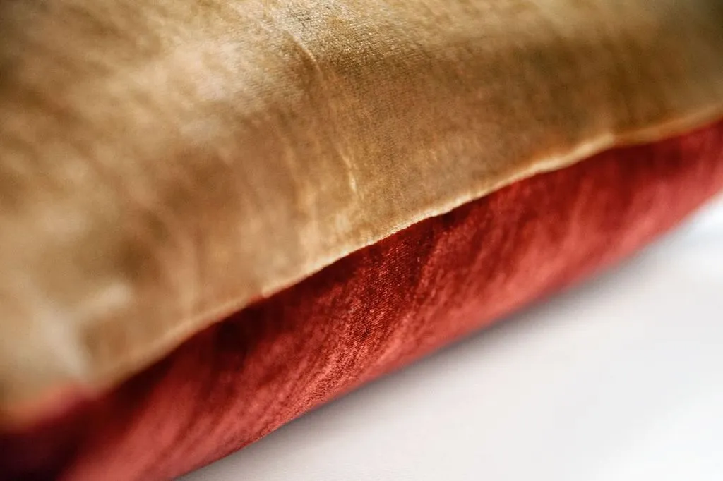 Copper Ivy & Paprika Two Tone Ombre Velvet Pillow