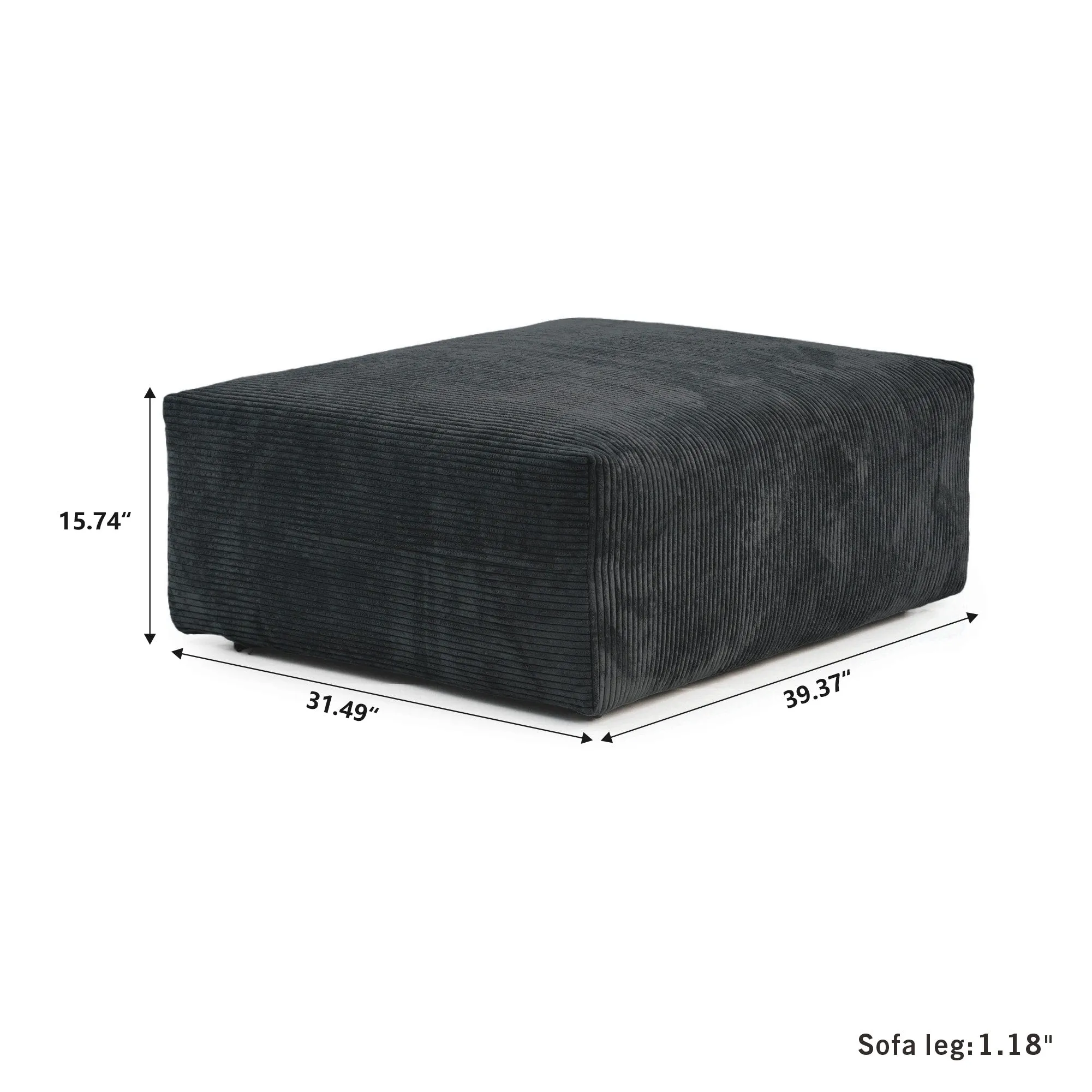 Corduroy  Ottoman- Black