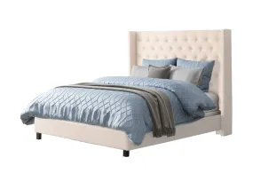 Cream Tufted Queen Bed