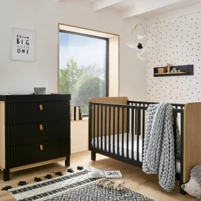 CuddleCo Rafi 2 Piece Nursery Furniture Set - Oak & Black