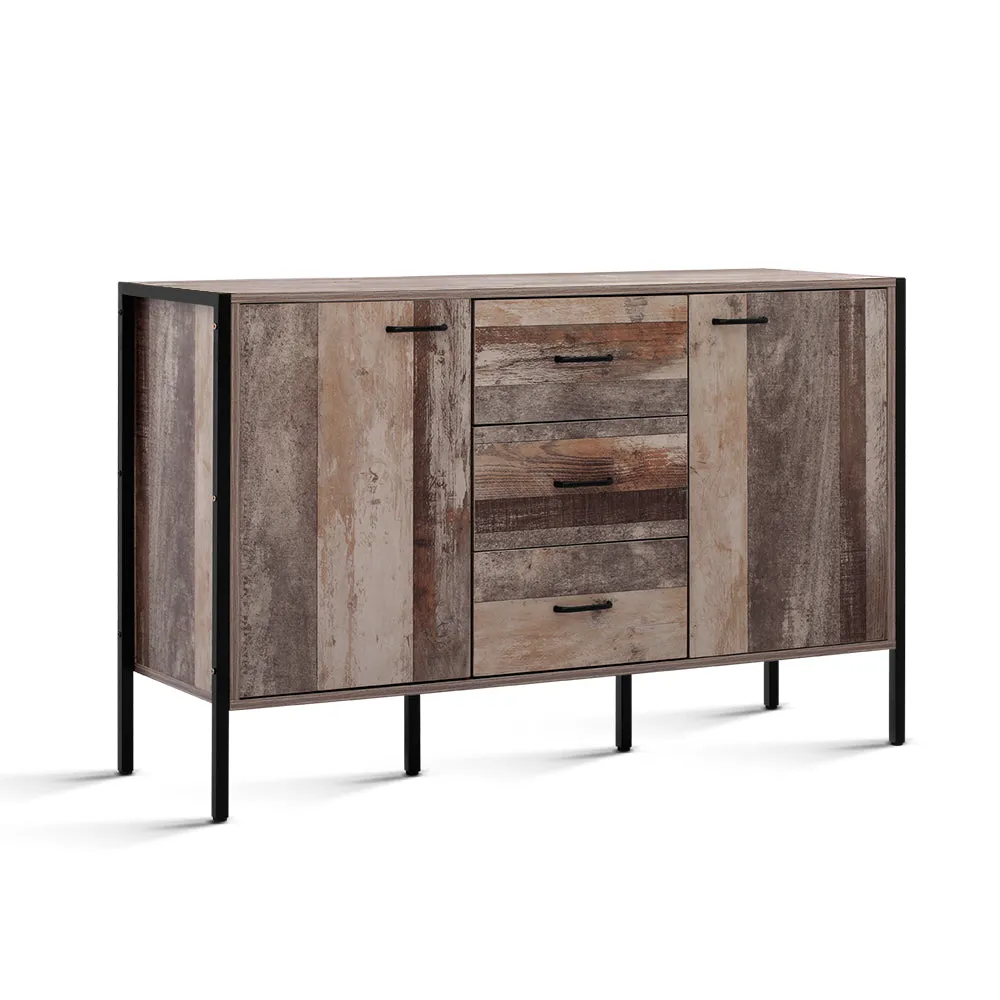 Dark Grey Wooden Sideboard w/ 3 Drawers & 2 Cabinets - Artiss