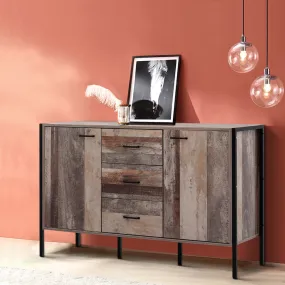 Dark Grey Wooden Sideboard w/ 3 Drawers & 2 Cabinets - Artiss