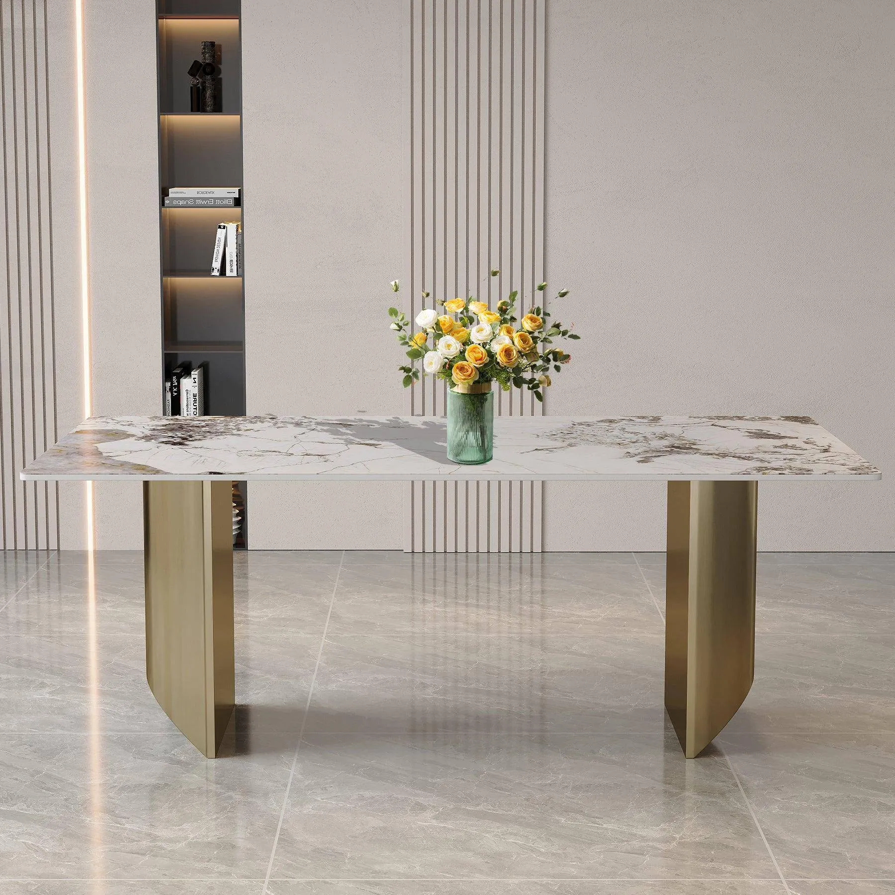 Dining Table 6-8 Seater Luxury Marble Table Work Desk-Q35