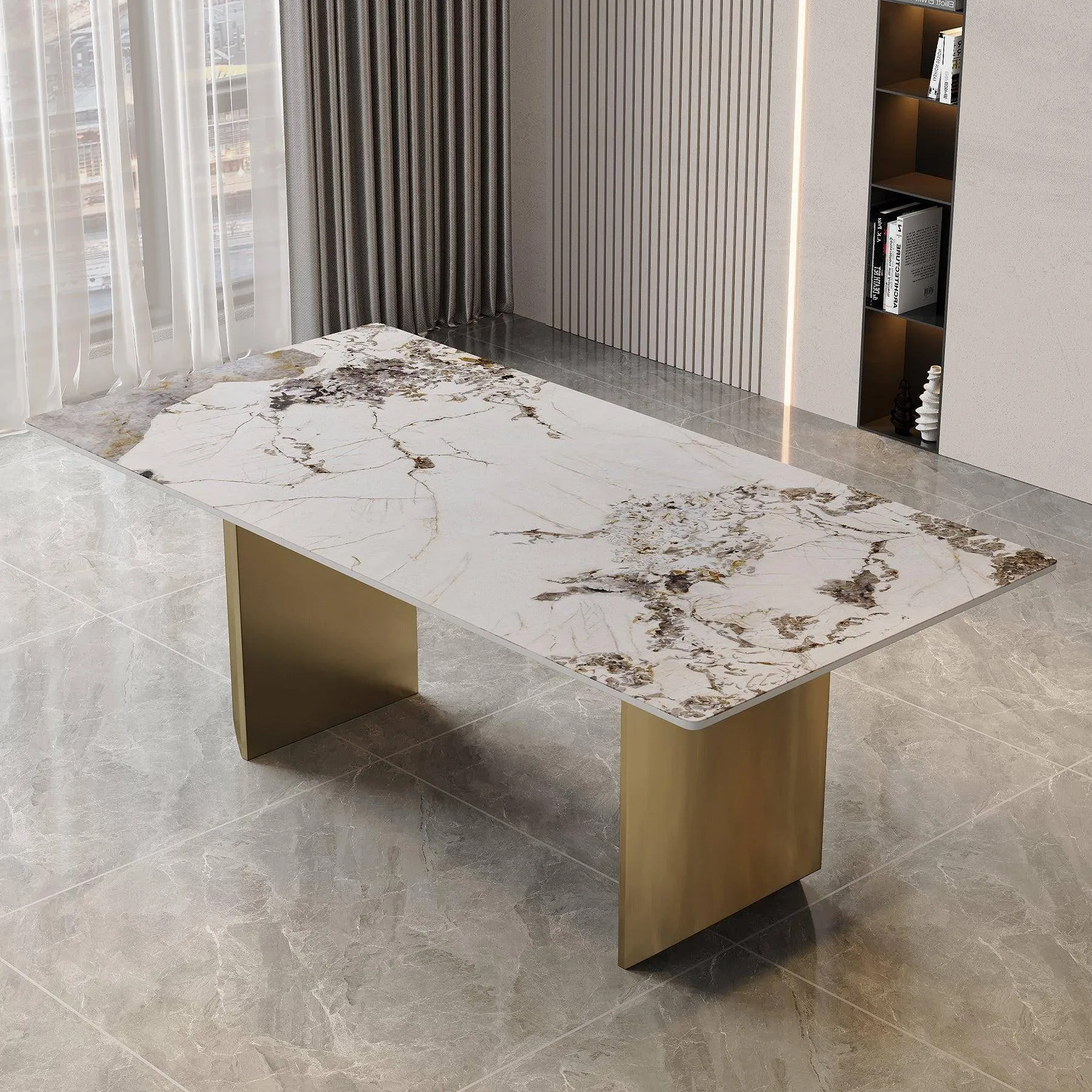 Dining Table 6-8 Seater Luxury Marble Table Work Desk-Q35