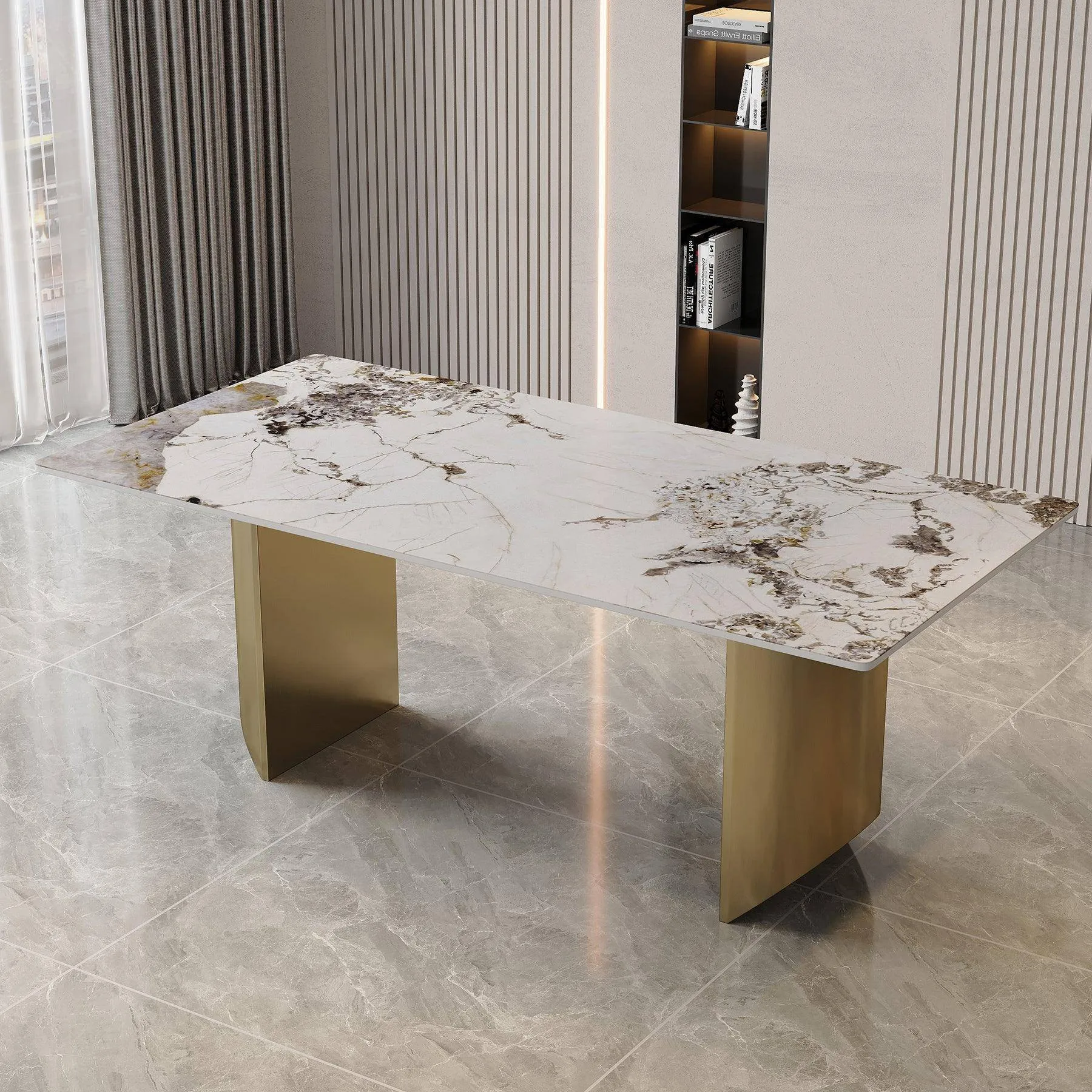 Dining Table 6-8 Seater Luxury Marble Table Work Desk-Q35