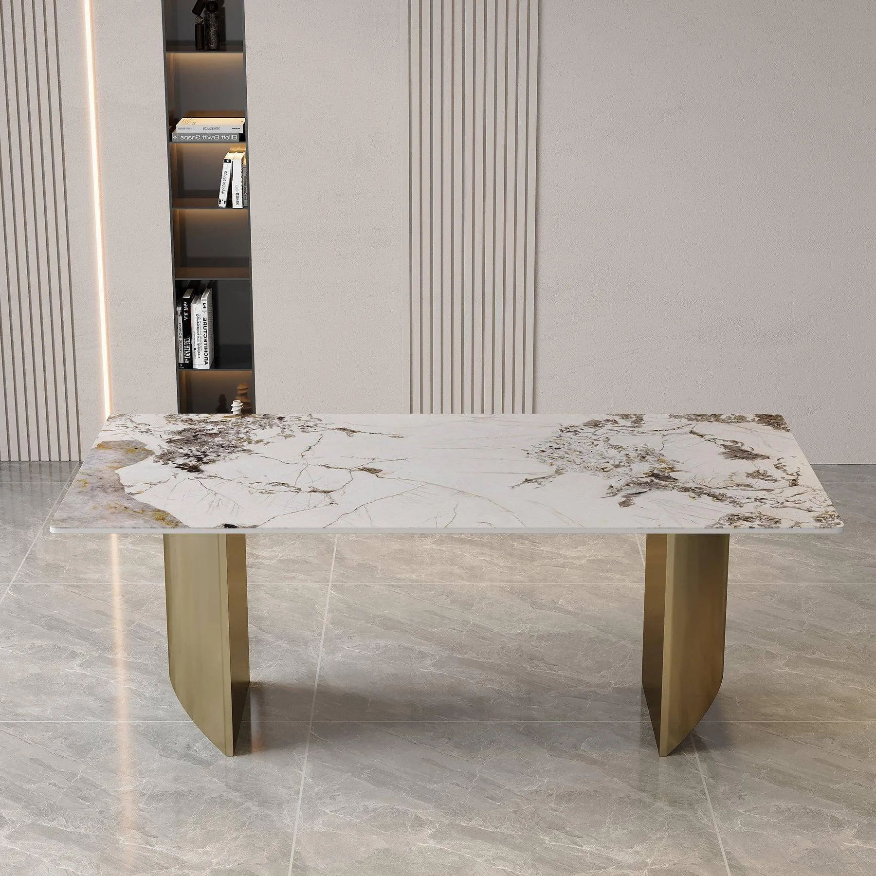 Dining Table 6-8 Seater Luxury Marble Table Work Desk-Q35