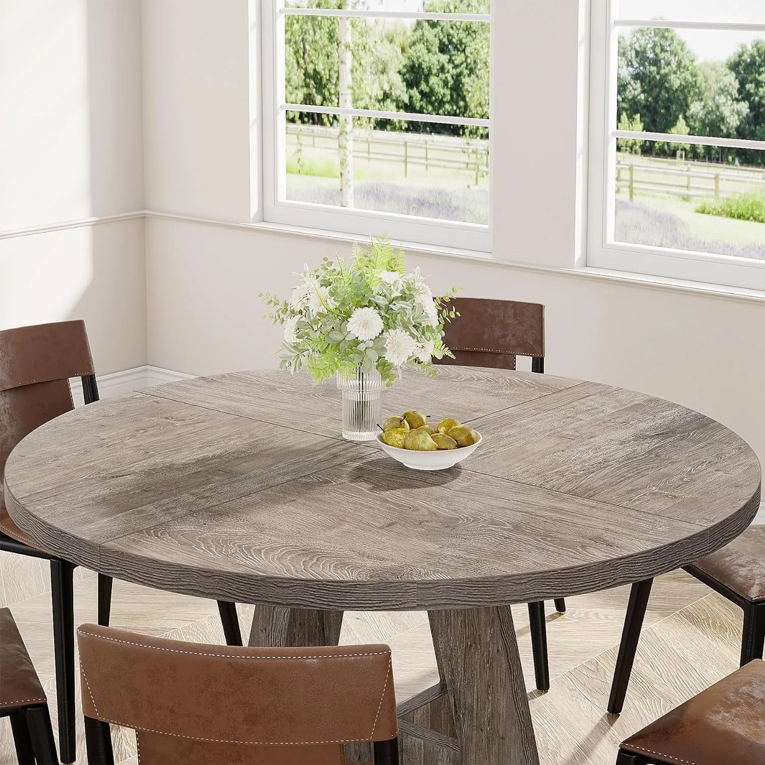 Dining Table for 4, Grey Kitchen Table 47 Inch Farmhouse Wood Kitchen Dinning Table for Kitchen Living Room