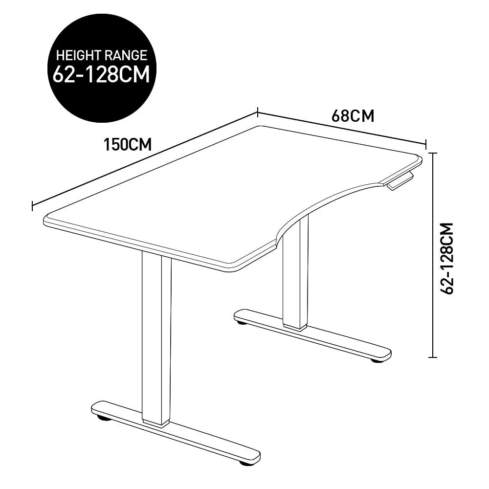 Dual Motor 120kg Sit Stand Desk 150x70cm, Electric White Oak - Fortia