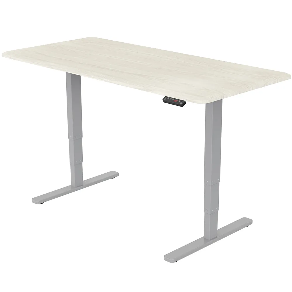 Dual Motor Electric Sit-Stand Desk, Adjustable 62-128cm, 150x70cm, 120kg Load, White Oak/Silver FORTIA