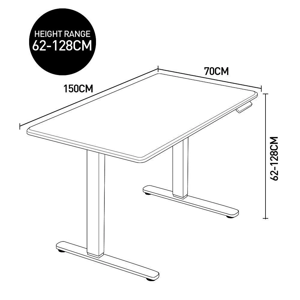 Dual Motor Electric Sit-Stand Desk, Adjustable 62-128cm, 150x70cm, 120kg Load, White Oak/Silver FORTIA