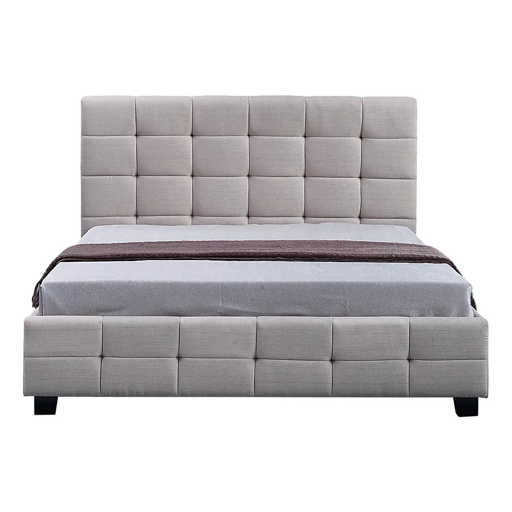 Durable Linen Queen Bed Frame & Button Tufted Headboard