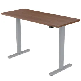 Electric Height-Adjustable Sit-Stand Desk, 120x60cm, 70kg Load, Walnut/Silver - Fortia