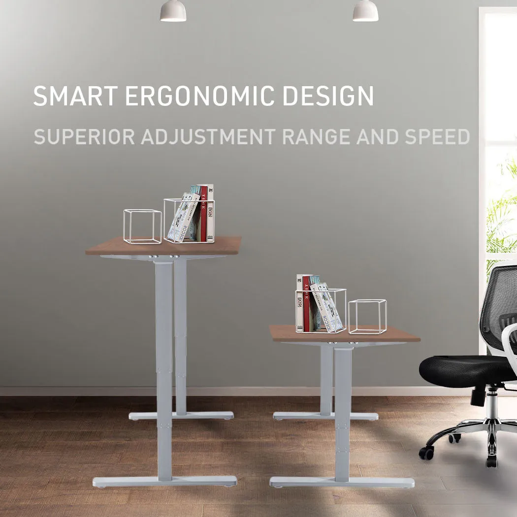 Electric Height-Adjustable Sit-Stand Desk, 120x60cm, 70kg Load, Walnut/Silver - Fortia