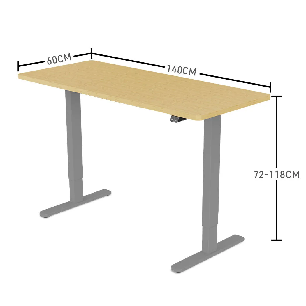 Electric Height Adjustable Sit-Stand Desk, 140x60cm, 70kg Load, Fortia