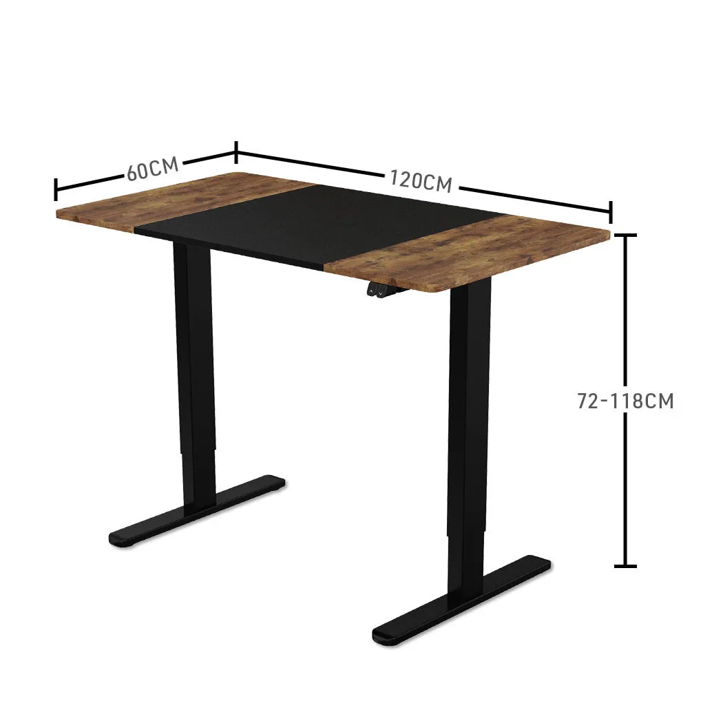 Electric Height Adjustable Standing Desk, 70kg Rated, Walnut/Black - Fortia