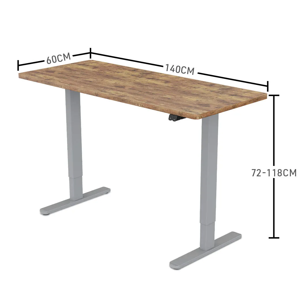 Electric Sit-Stand Desk, 140x60cm, 72-118cm, Oak/Silver, Fortia