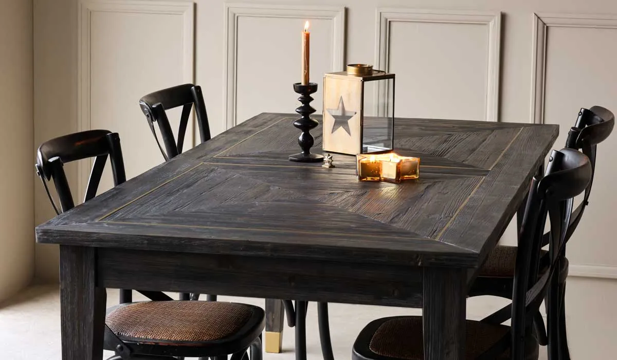 Elm & Brass Dining Table