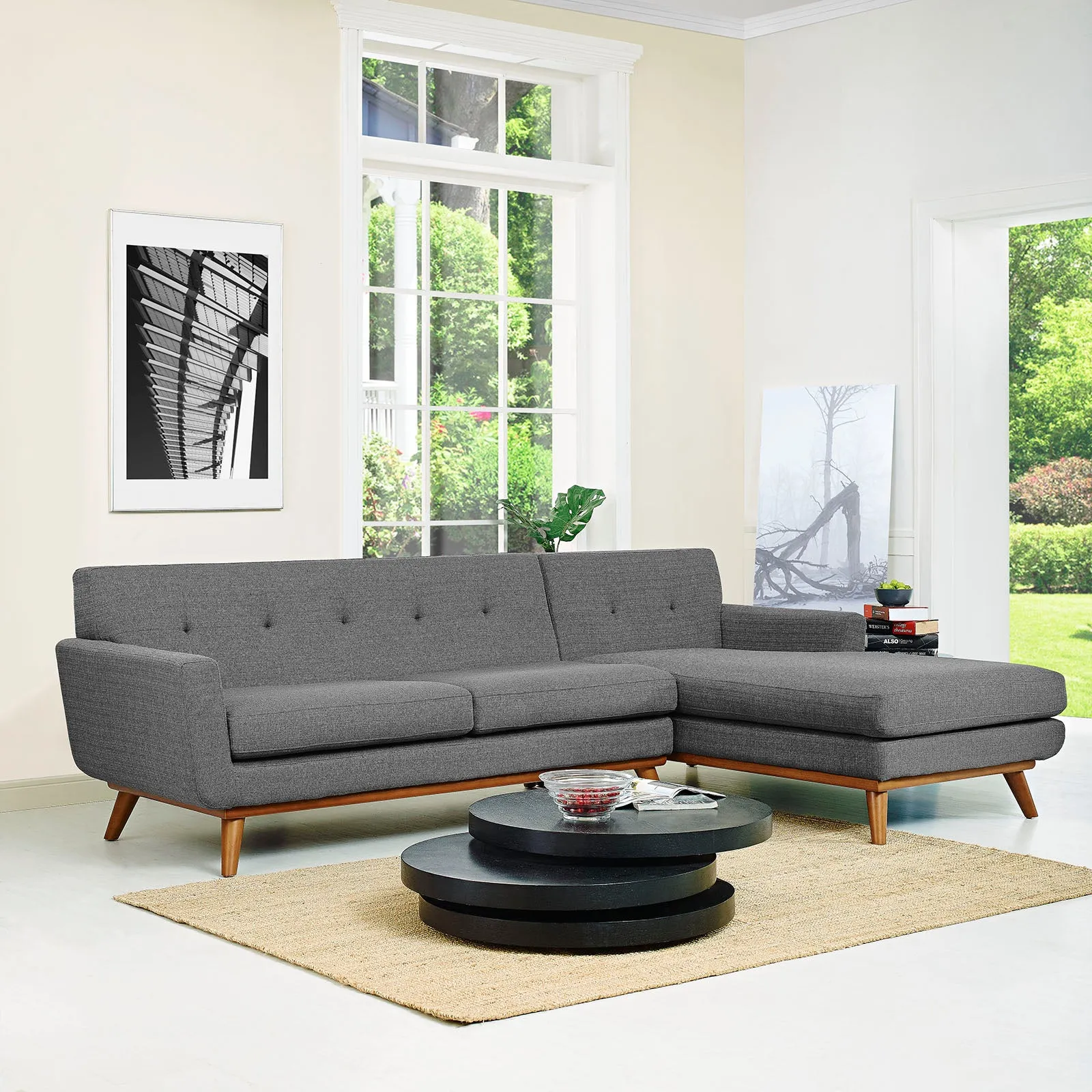 Engage Right-Facing Upholstered Fabric Sectional Sofa