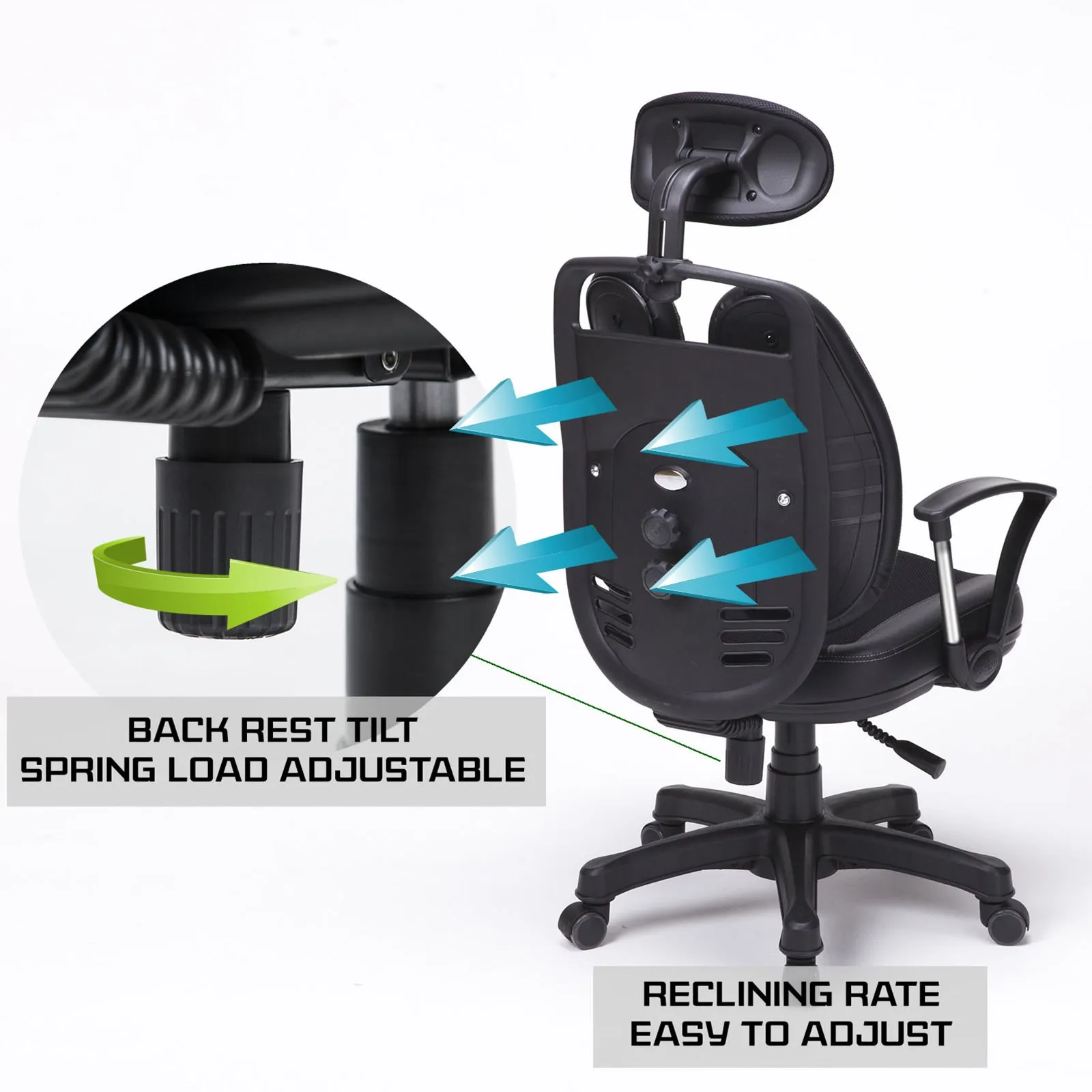 Ergonomic Computer Gaming Chair, Adjustable, Lumbar Support