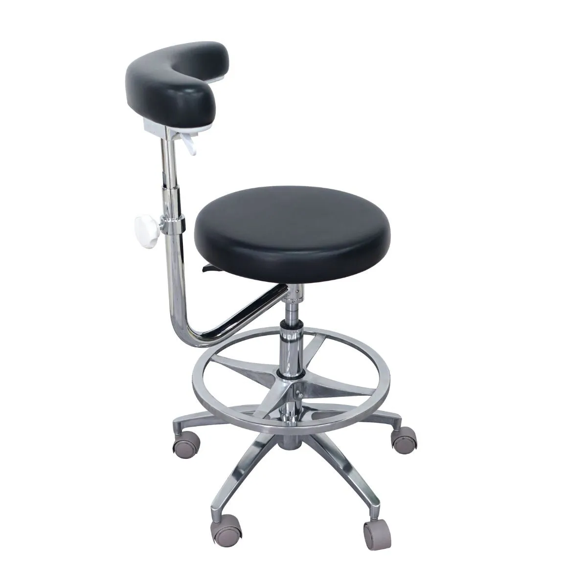 Ergonomic Dental Medical Stool with 360 Degree Rotation Armrest & Footrest