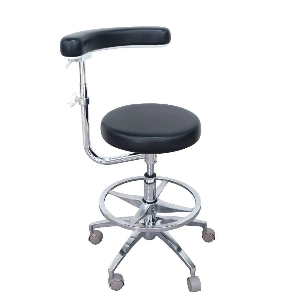 Ergonomic Dental Medical Stool with 360 Degree Rotation Armrest & Footrest