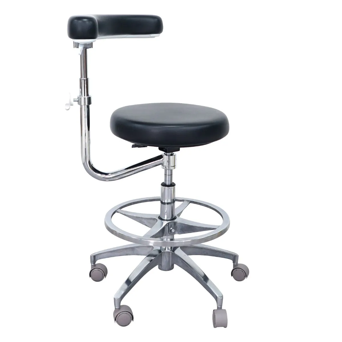 Ergonomic Dental Medical Stool with 360 Degree Rotation Armrest & Footrest