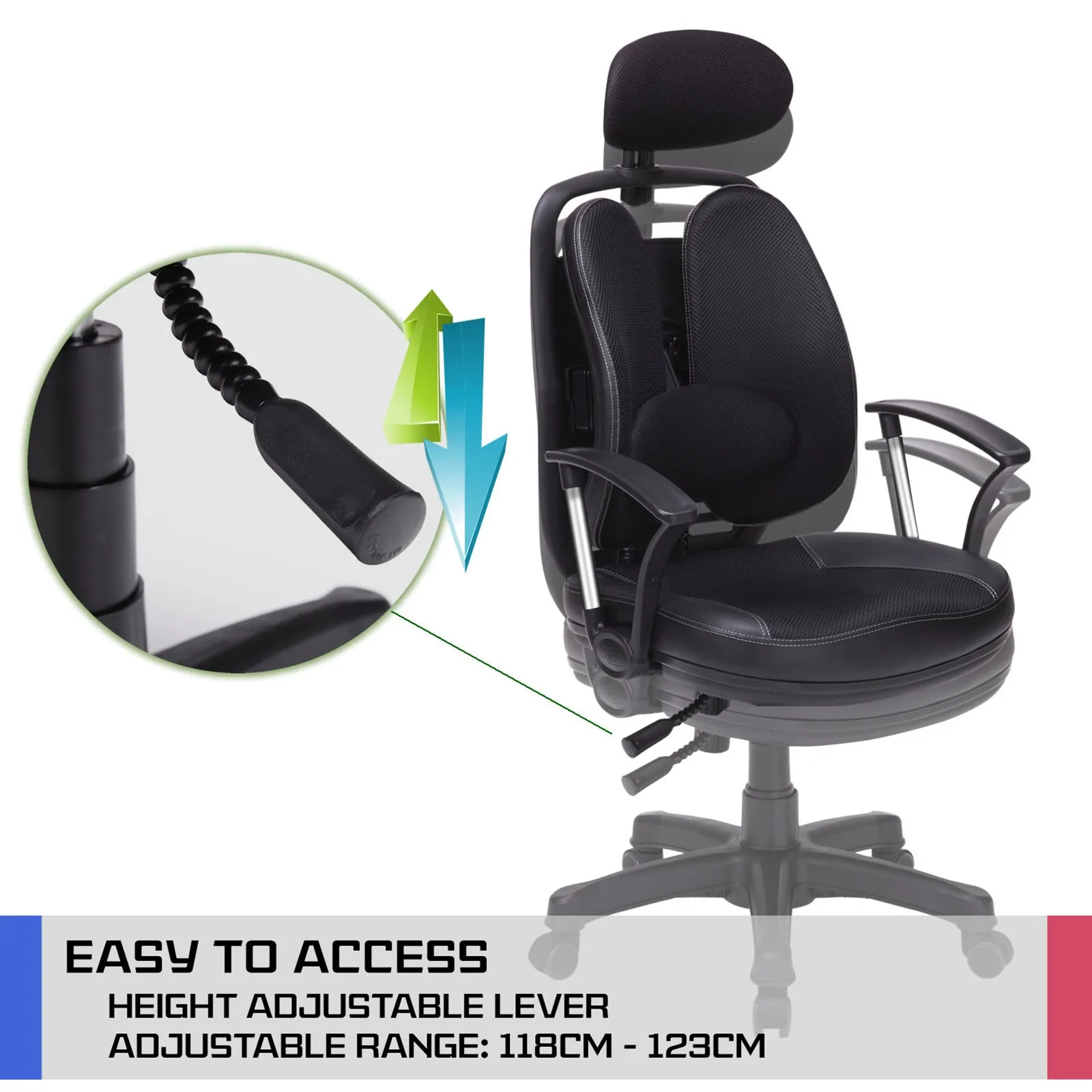 Ergonomic Mesh-Back Office Chair with Lumbar Support - Black