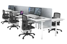 Flexi Premium Height Adjustable 6 Person H-Bench Workstation - White Frame [1200L x 700W]