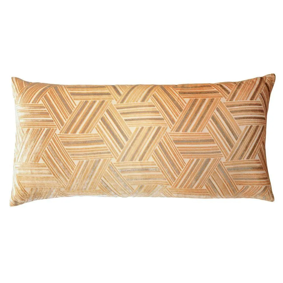 Gold Beige Entwined Velvet Pillow by Kevin O'Brien Studio