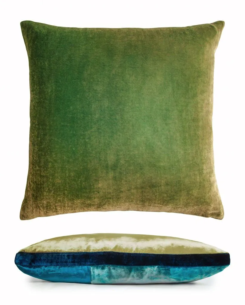 Grass Velvet Color Block Decorative Pillow