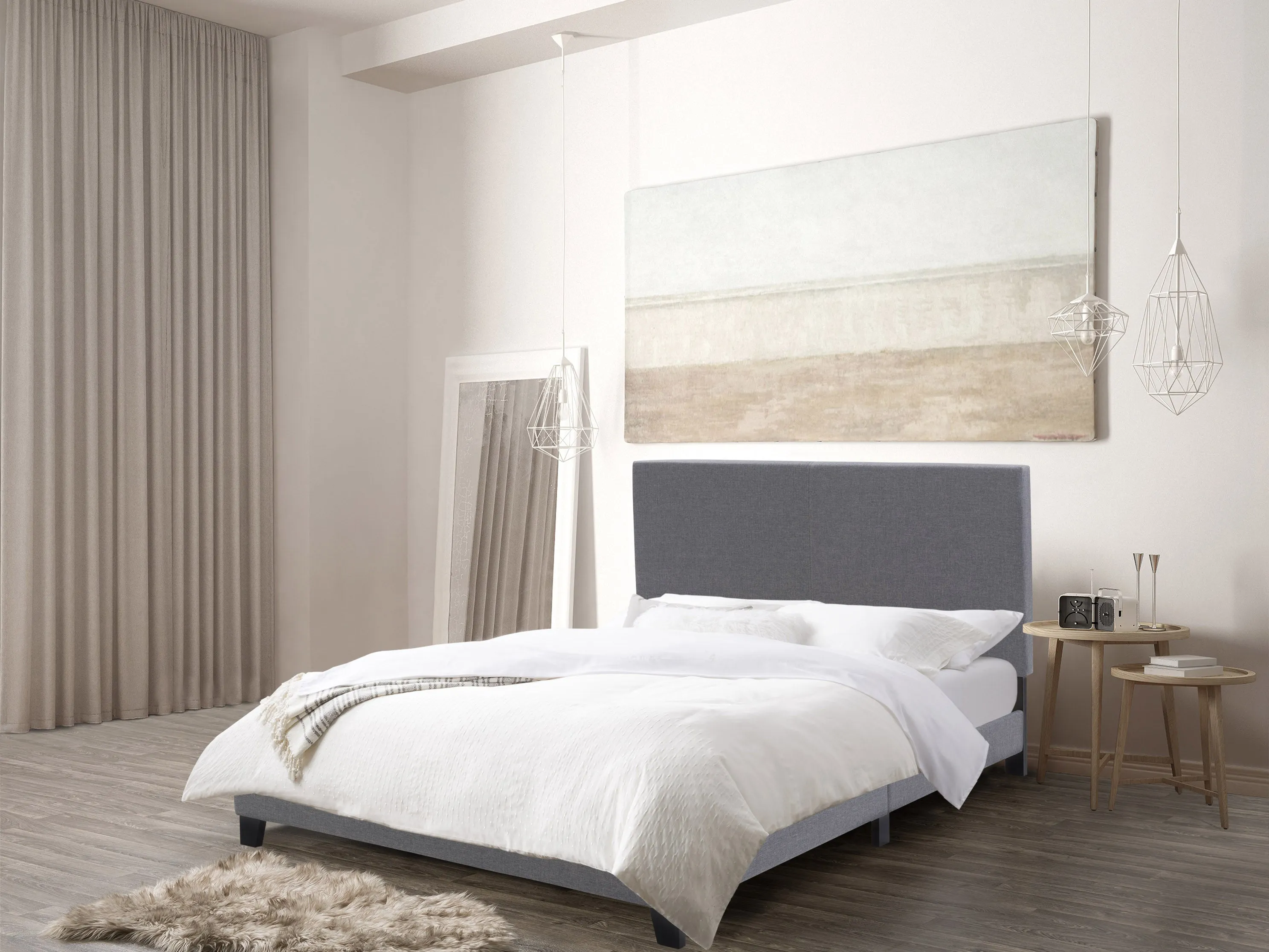 Grey Contemporary Queen Bed