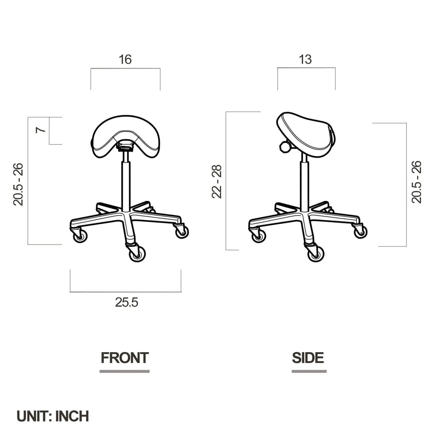 Heavy Duty Ergonomic Saddle Rolling Stool With Tiltable Seat