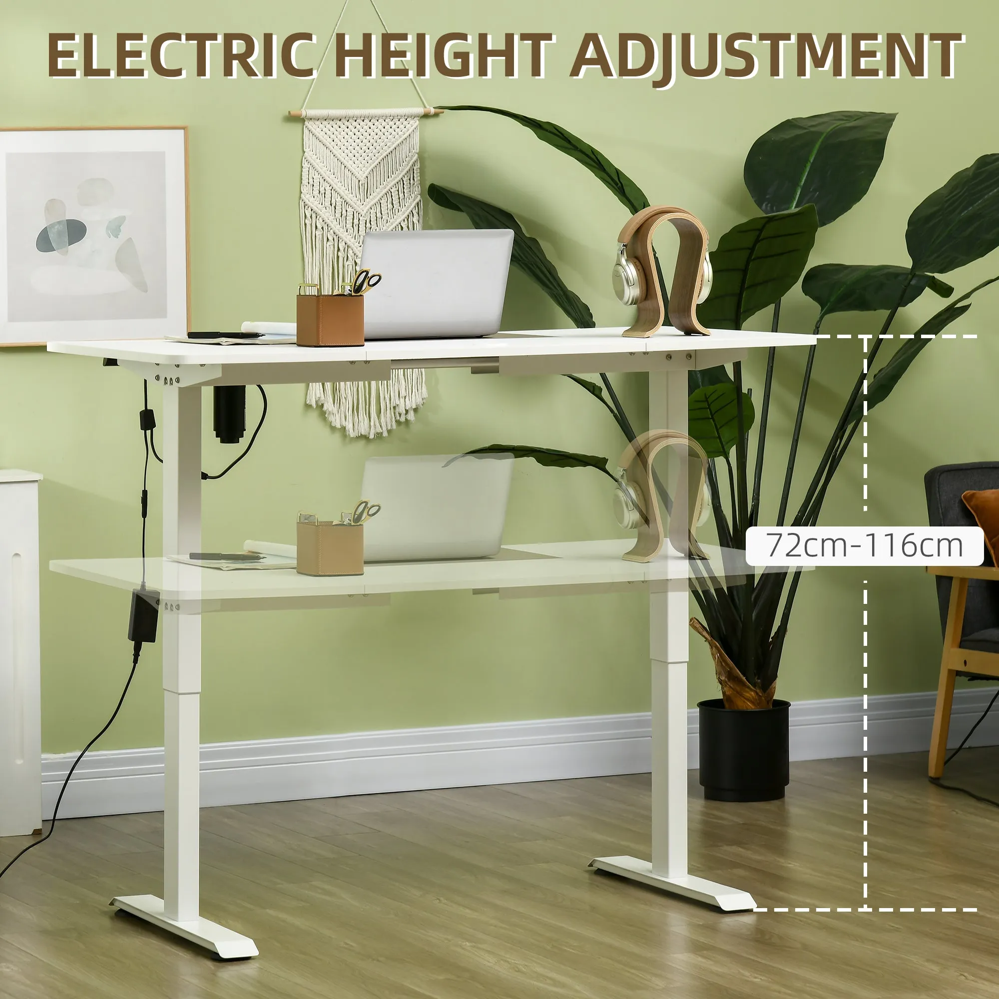 Height Adjustable Electric Standing Desk with 4 Memory Preset White