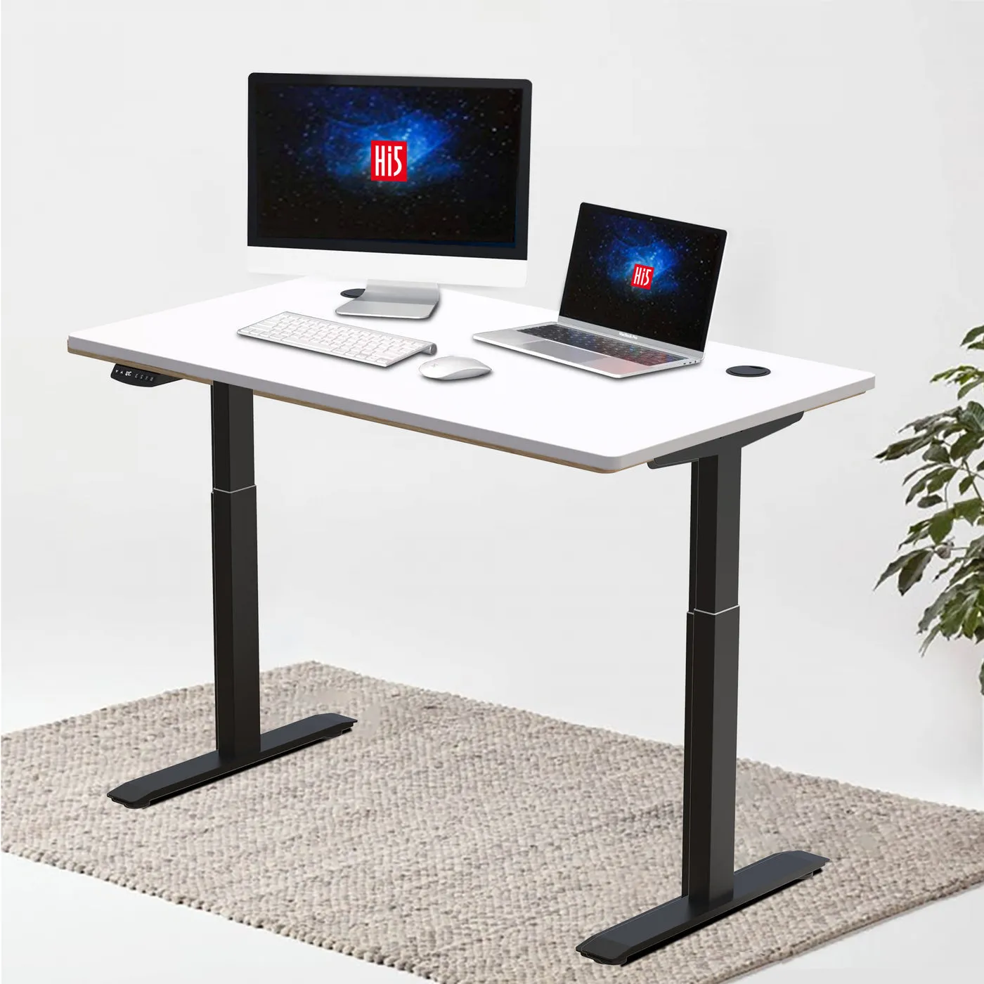 Hi5 Standing Desk Set with Rectangular Table Topfor Home Office Workstation with 4 colours (UK Plug) - Different sizes & colours