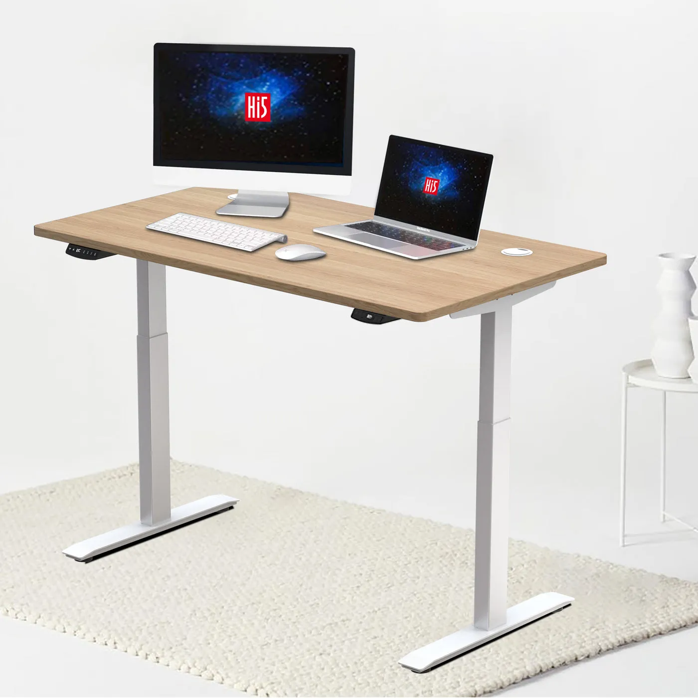 Hi5 Standing Desk Set with Rectangular Table Topfor Home Office Workstation with 4 colours (UK Plug) - Different sizes & colours