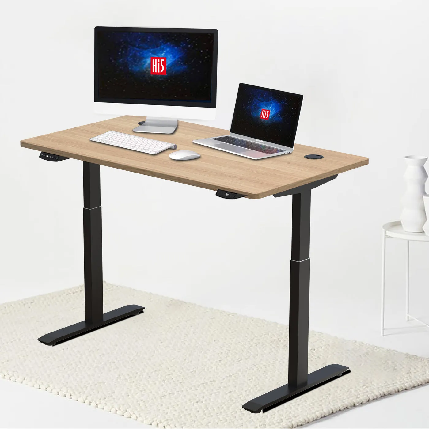 Hi5 Standing Desk Set with Rectangular Table Topfor Home Office Workstation with 4 colours (UK Plug) - Different sizes & colours