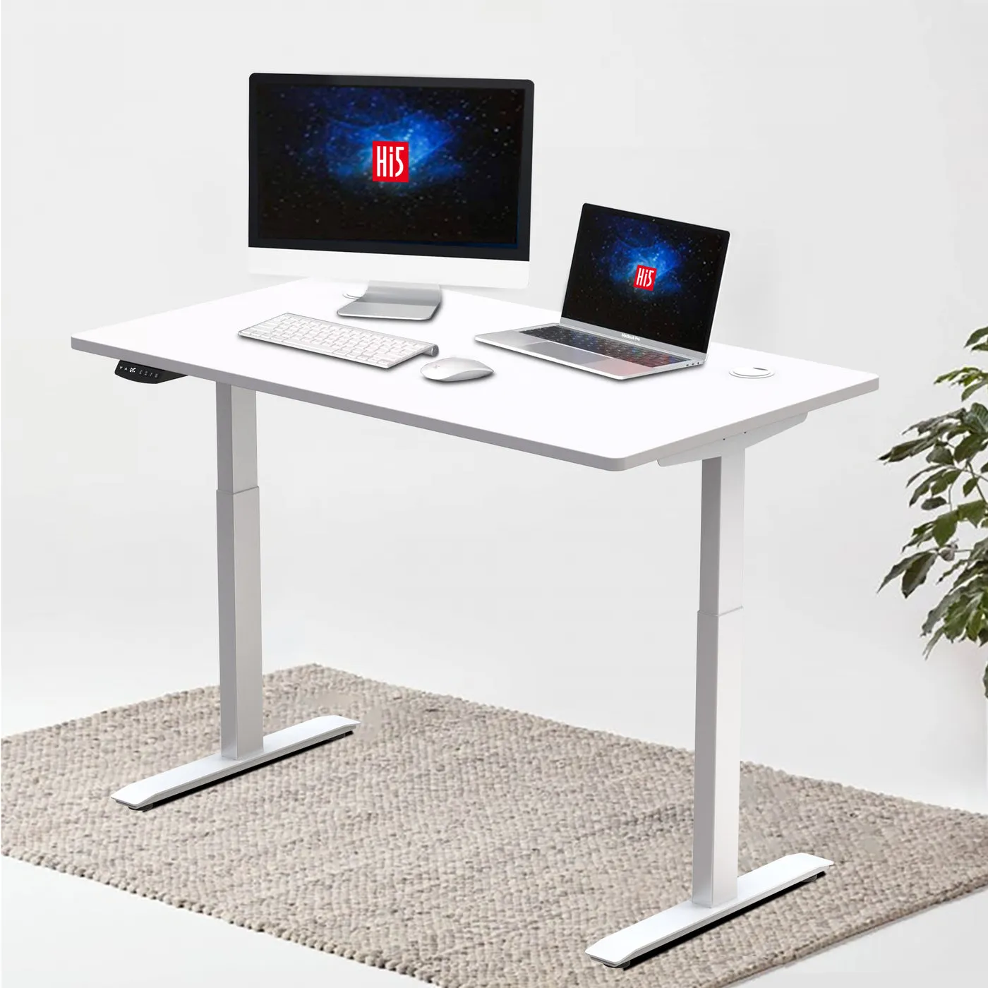 Hi5 Standing Desk Set with Rectangular Table Topfor Home Office Workstation with 4 colours (UK Plug) - Different sizes & colours