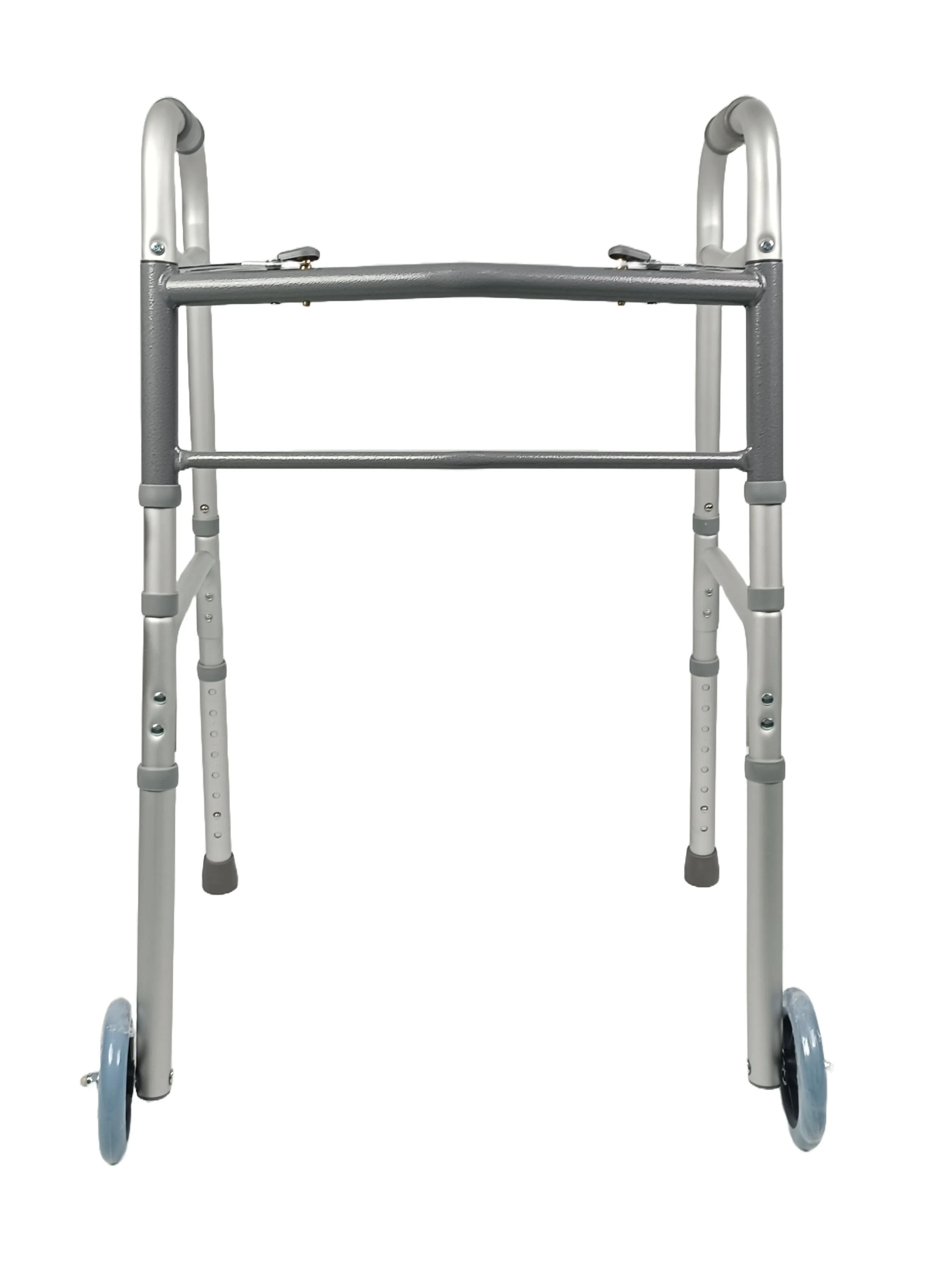 iLIVING ILG-670 Adjustable Height 2-Button Foldable Rolling Walker with Front Wheels - Lightweight, Durable Mobility Aid Stand-Assist Feature for Adults