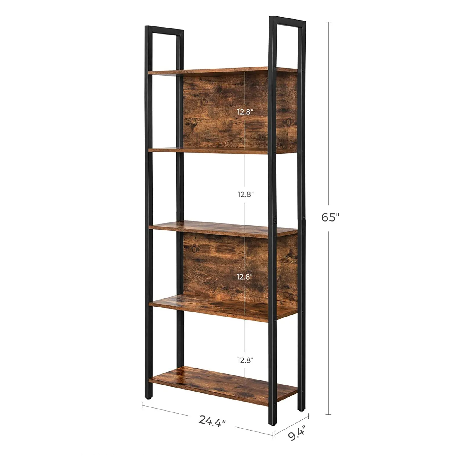 Industrial 5-Tier Bookshelf