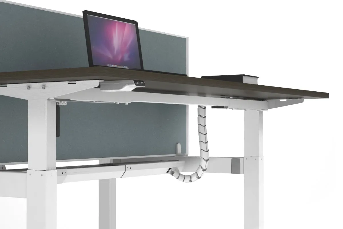 Just Right Height Adjustable 6 Person H-Bench Workstation - White Frame [1200L x 700W]