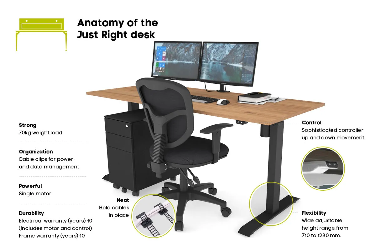 Just Right Height Adjustable Desk [1200L x 800W with Cable Scallop]