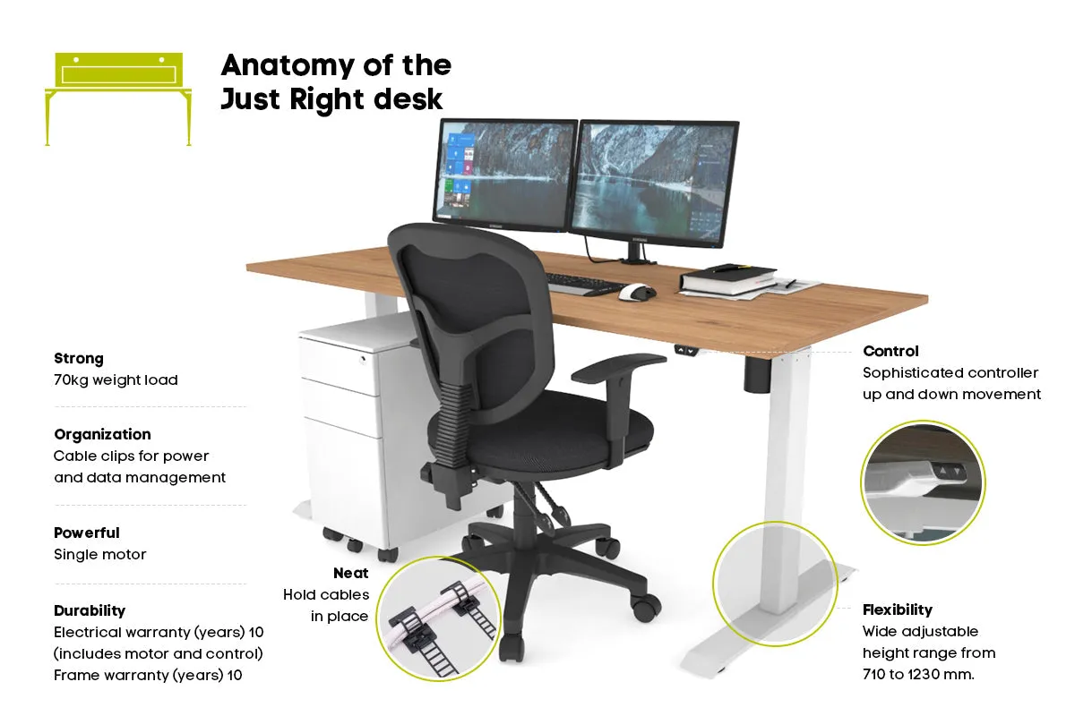 Just Right Height Adjustable Desk [1200L x 800W with Cable Scallop]