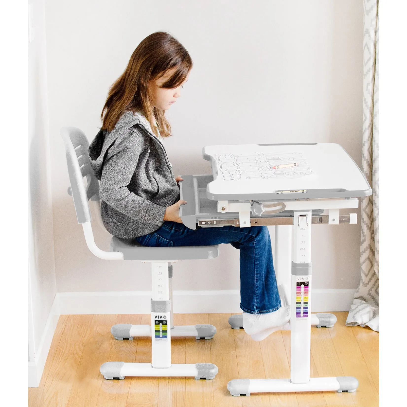 Kids' Height Adjustable Desk and Chair