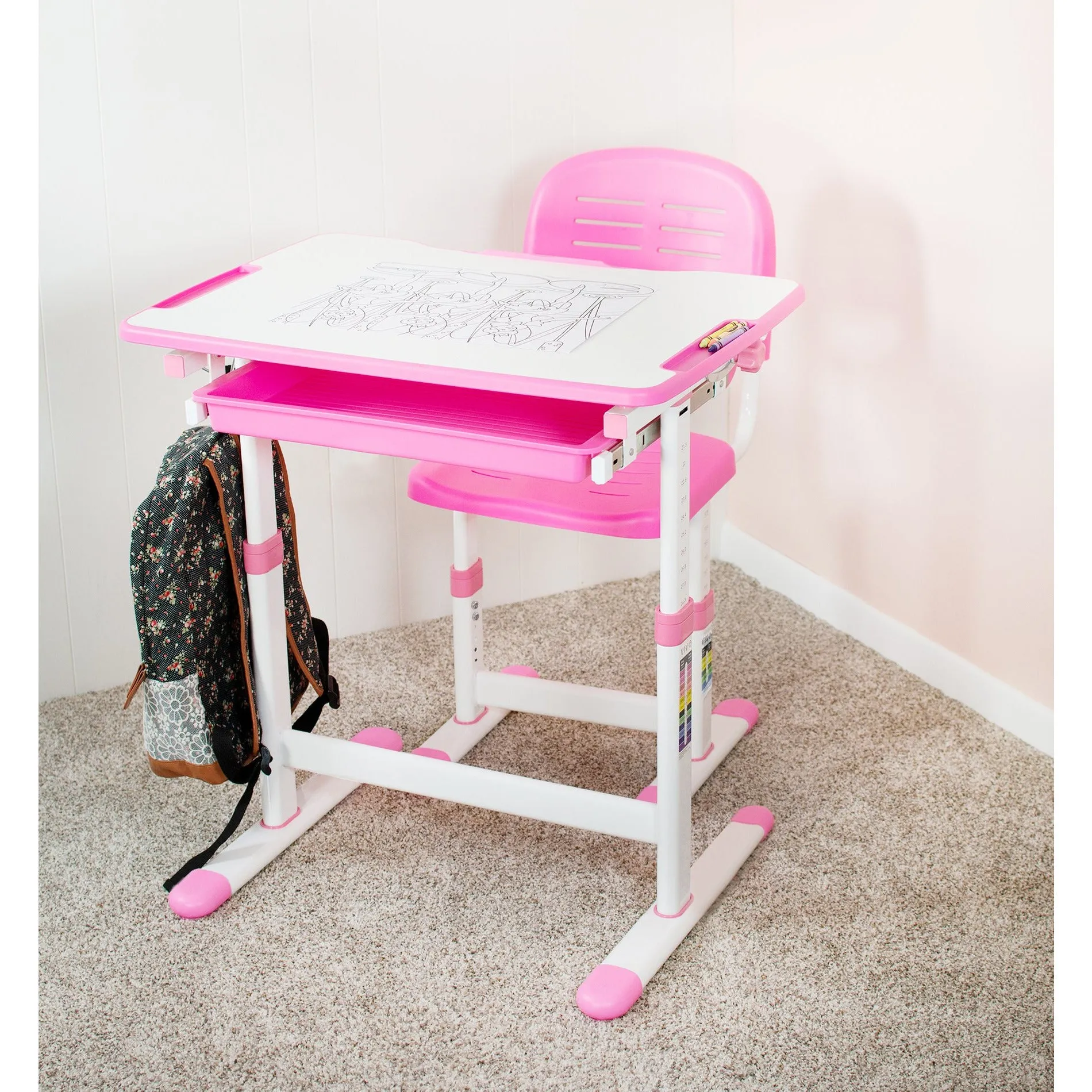 Kids' Height Adjustable Desk and Chair