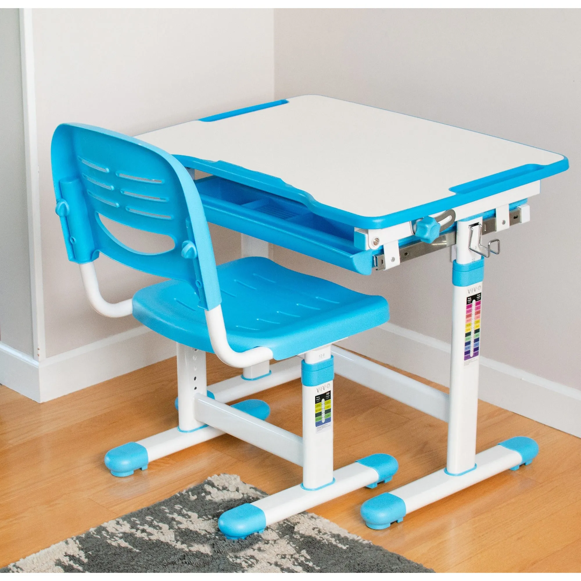 Kids' Height Adjustable Desk and Chair