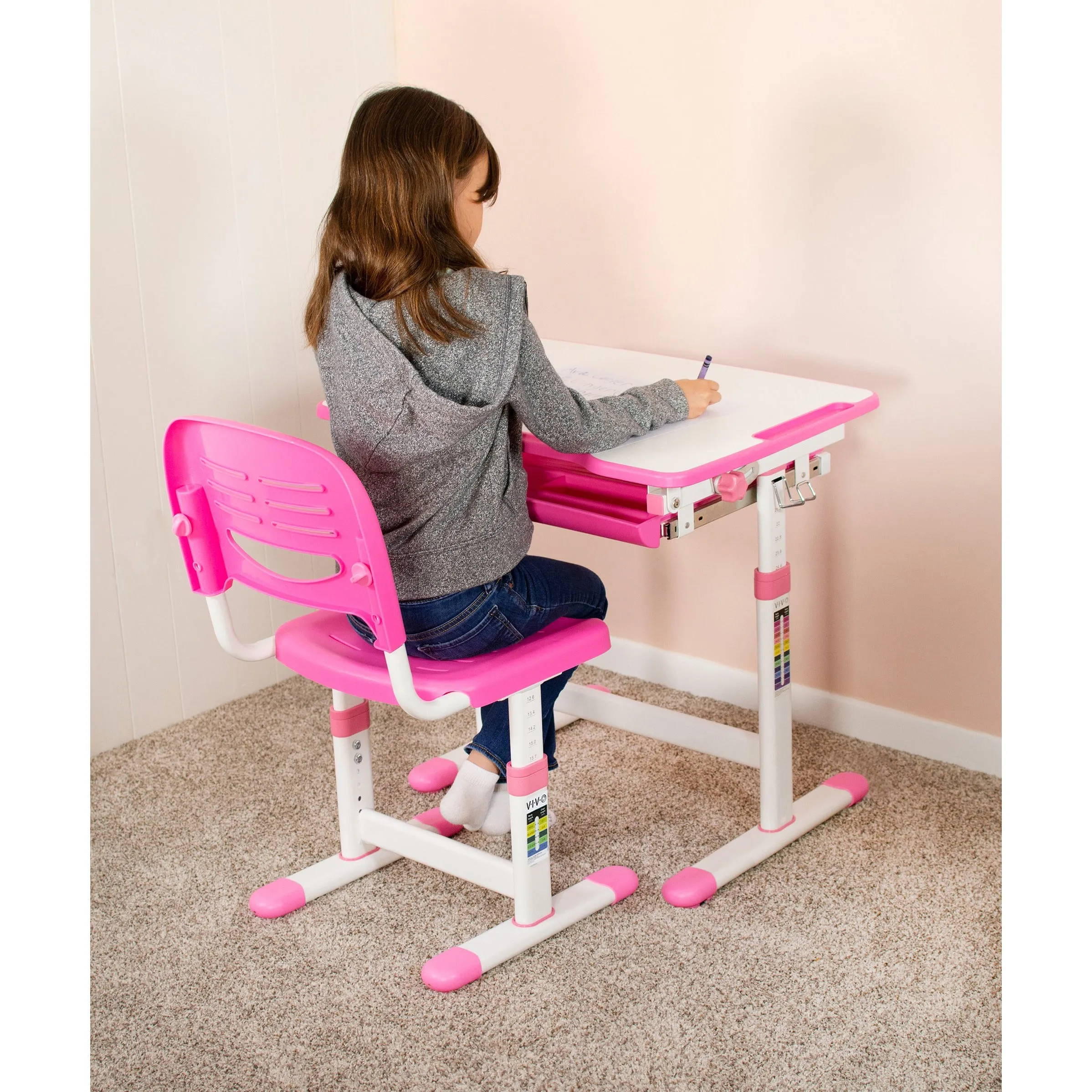 Kids' Height Adjustable Desk and Chair