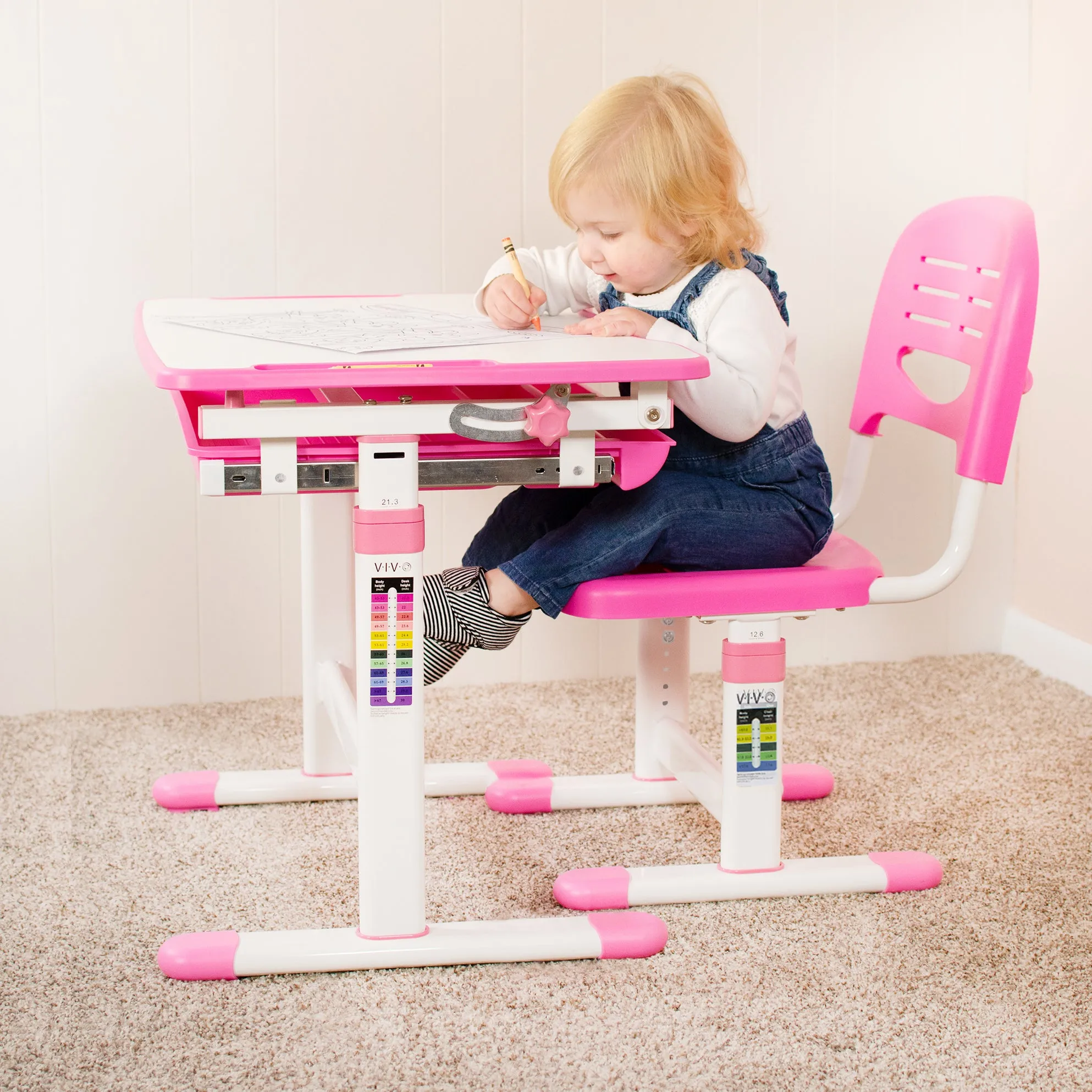 Kids' Height Adjustable Desk and Chair